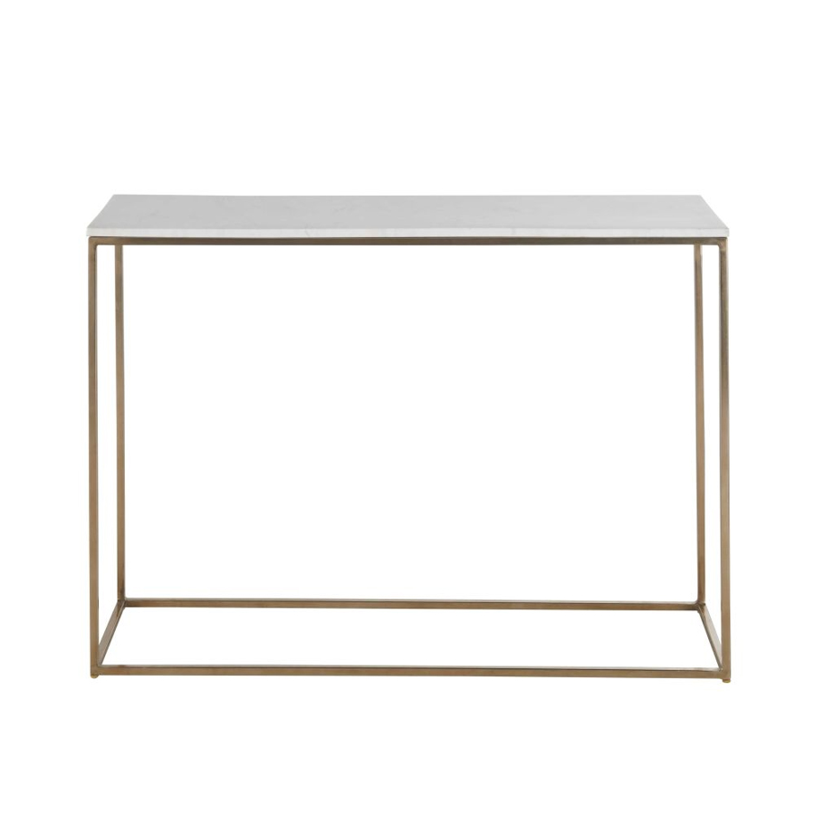 Console Marble en marbre blanc et métal coloris laiton