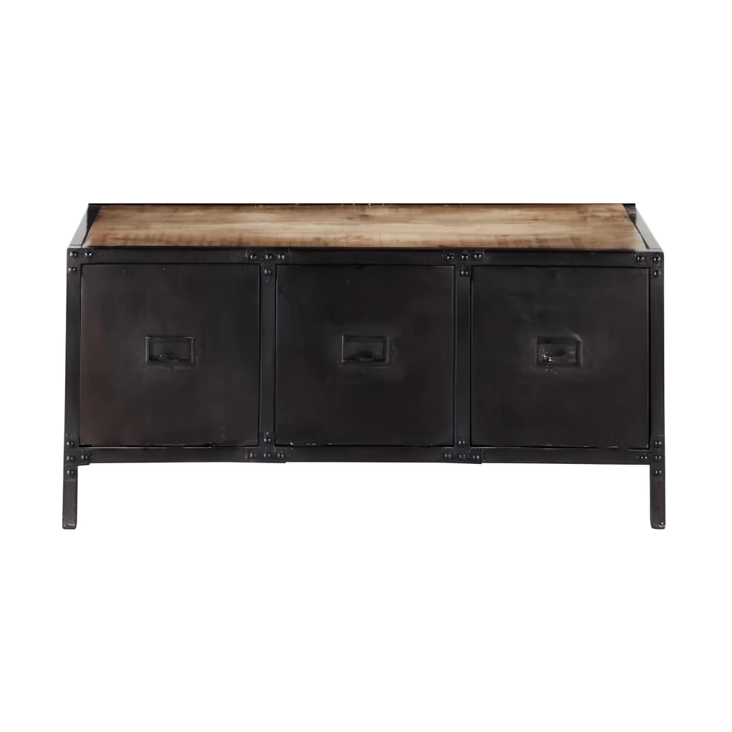 Meuble d'entrée Scott en métal noir 3 casiers de rangements