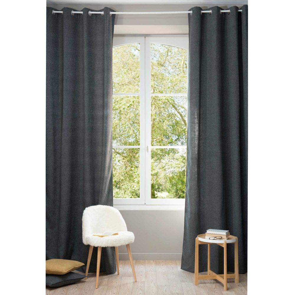 Rideau à œillets en polyester recyclé gris carbone à l'unité