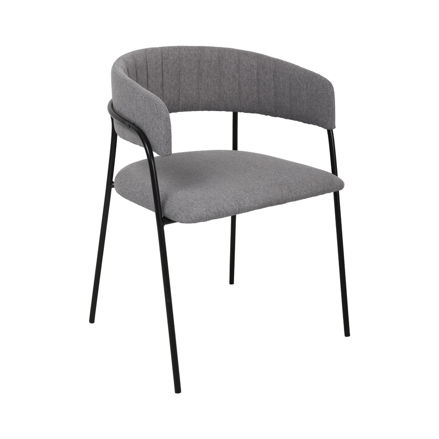 Chaise Emma avec accoudoirs en tissu gris