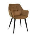 Fauteuil Louise en velours ocre pieds en métal noir