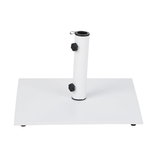 Pied de parasol fuzu carré en acier blanc 25 kg