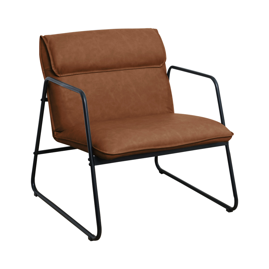 Fauteuil Eva en simili cuir marron