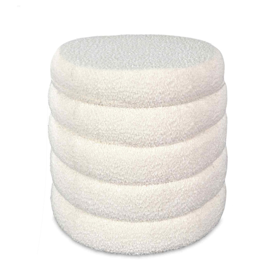 Tabouret coffre en tissu bouclette Noe écru