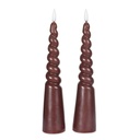 Bougies Piliers torsadées cire naturelle marron (à piles)