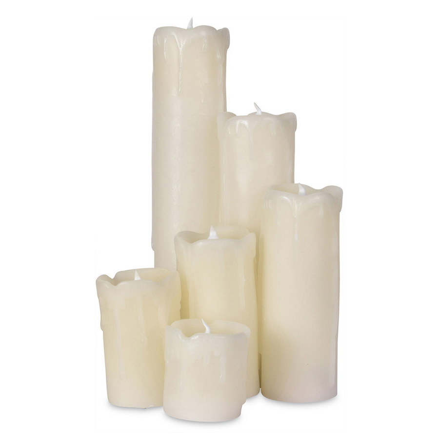 Bougies LED Piliers fondu cire naturelle ivoire Ø5,5cm (à piles)