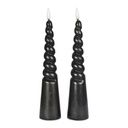 Bougies piliers torsadées Led cire naturelle noire (à piles)