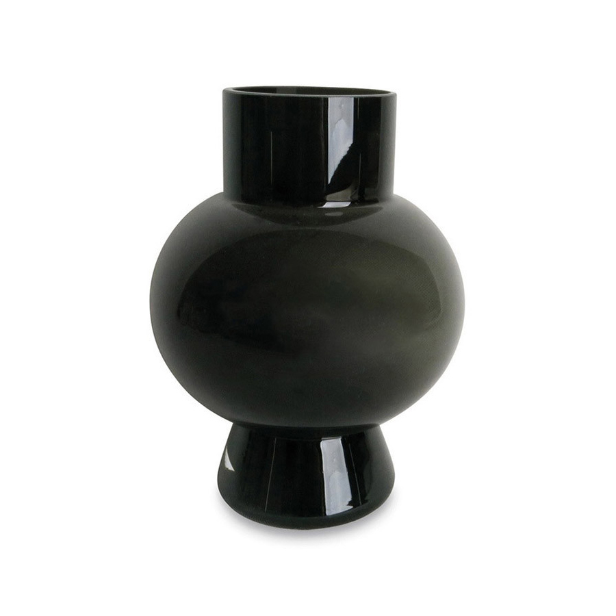 Vase en verre noir Pino rond