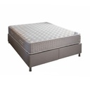 Cadre de lit Ivana beige avec pieds en plastique gris