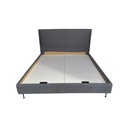 Lit double City en tissu gris, couchage 180x200