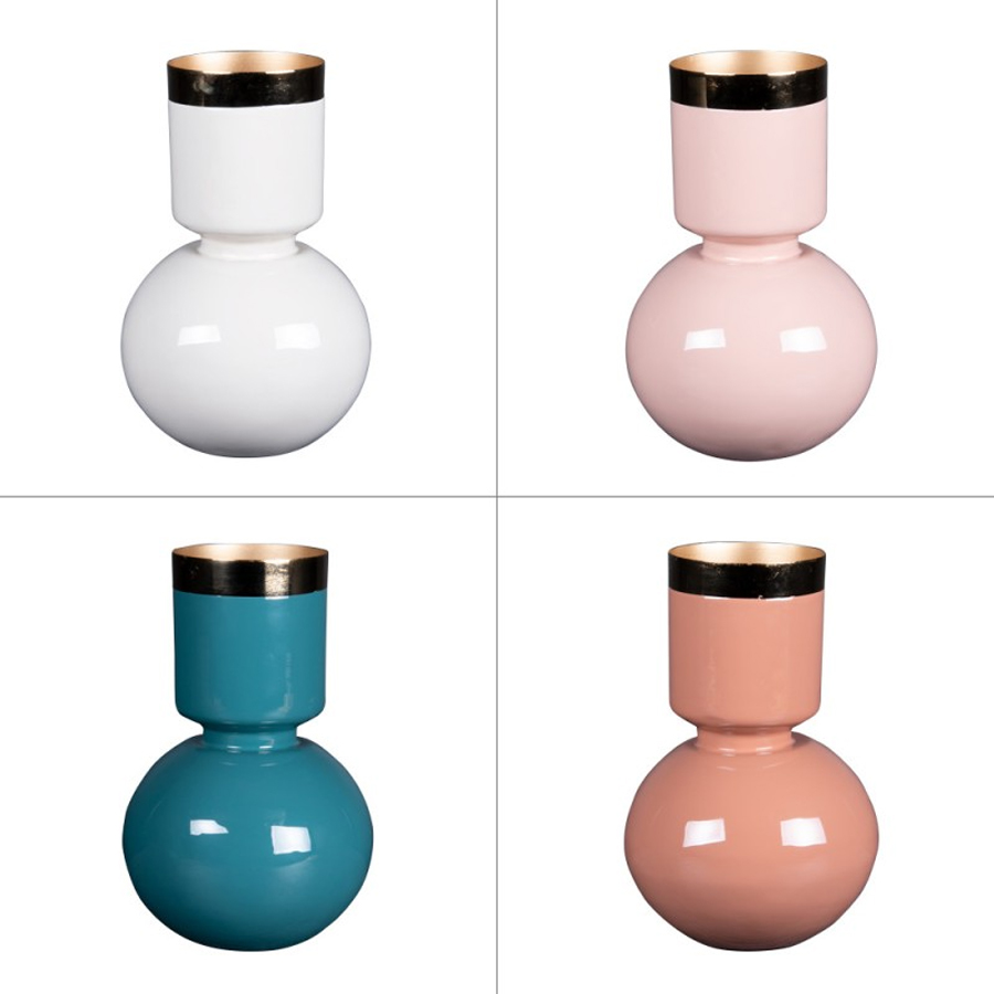 Vase Venizia en métal rond, modèle multicolore (1 modèle aléatoire)