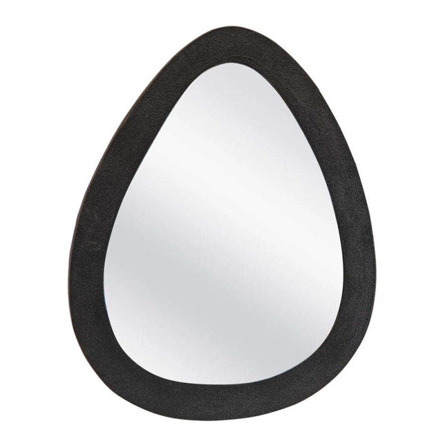 Miroir Madina forme œuf en métal noir