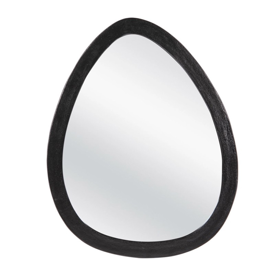 MADINA - Miroir forme œuf en métal noir 63x52cm