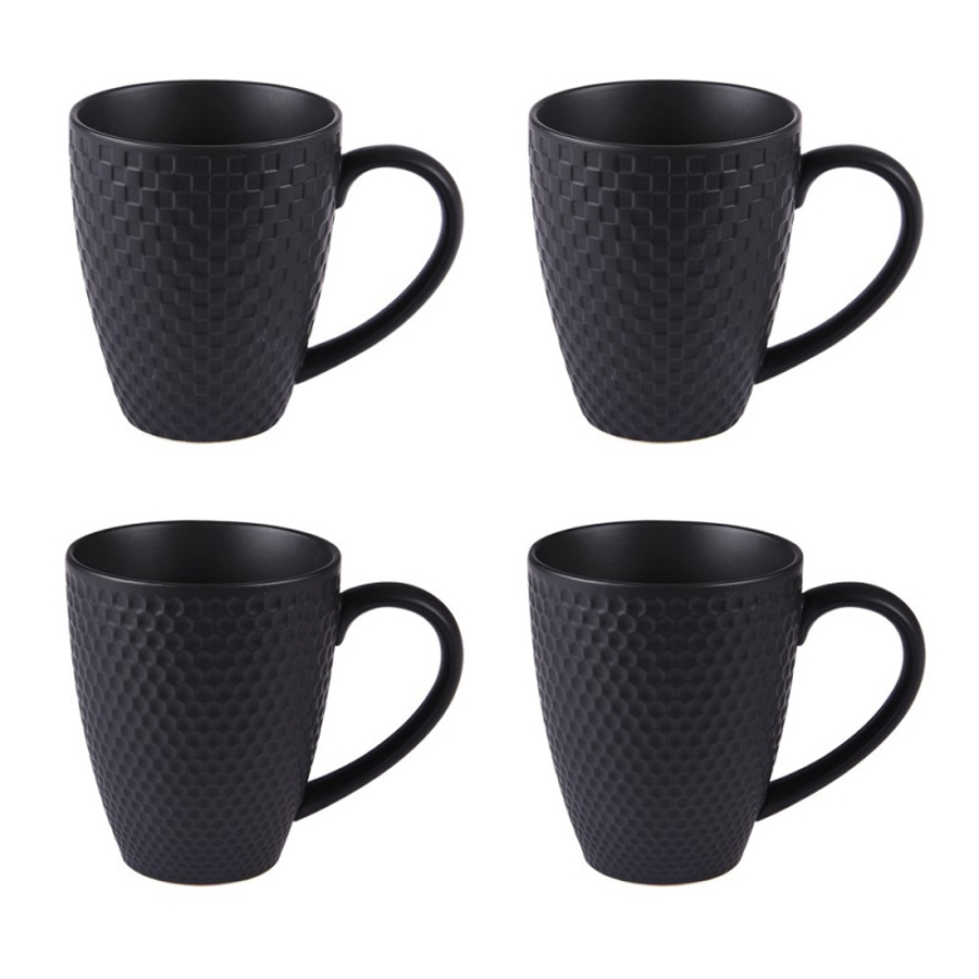 Coffret Snow 4 mugs en porcelaine noir mat
