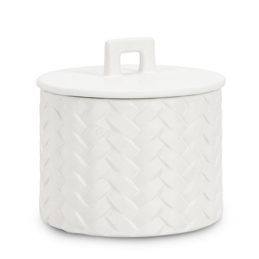 Bougie en céramique en blanc Twine avec couverture
