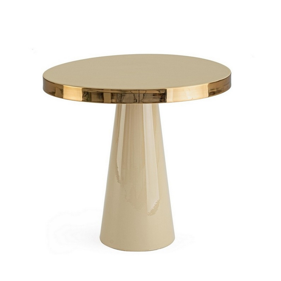 NANDIKA - Table en acier ivoire et laiton