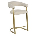 Chaise de bar Warren pour îlot central beige avec détails dorés élégants