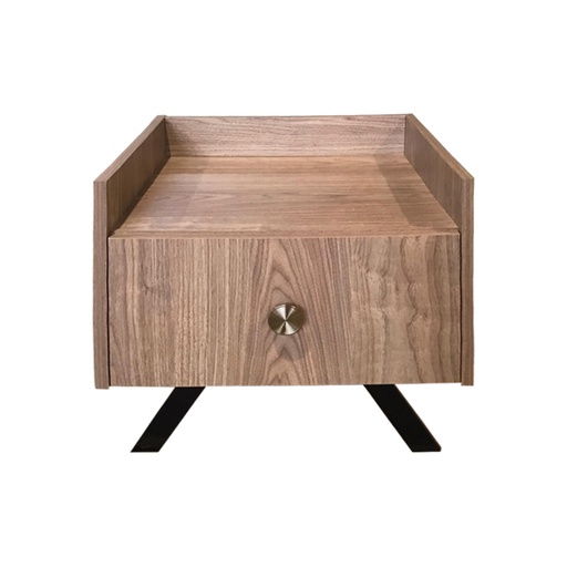 Table de chevet AREZKI en bois noyer, 1 tiroir fonctionnel