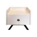 AREZKI - Table de chevet 1 tiroir en bois blanc crème 52x53x50