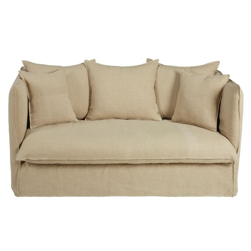 Housse de canapé Louvain en lin froissé beige