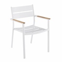 Fauteuil à dîner de jardin Guam en aluminium gris blanc et teck massif