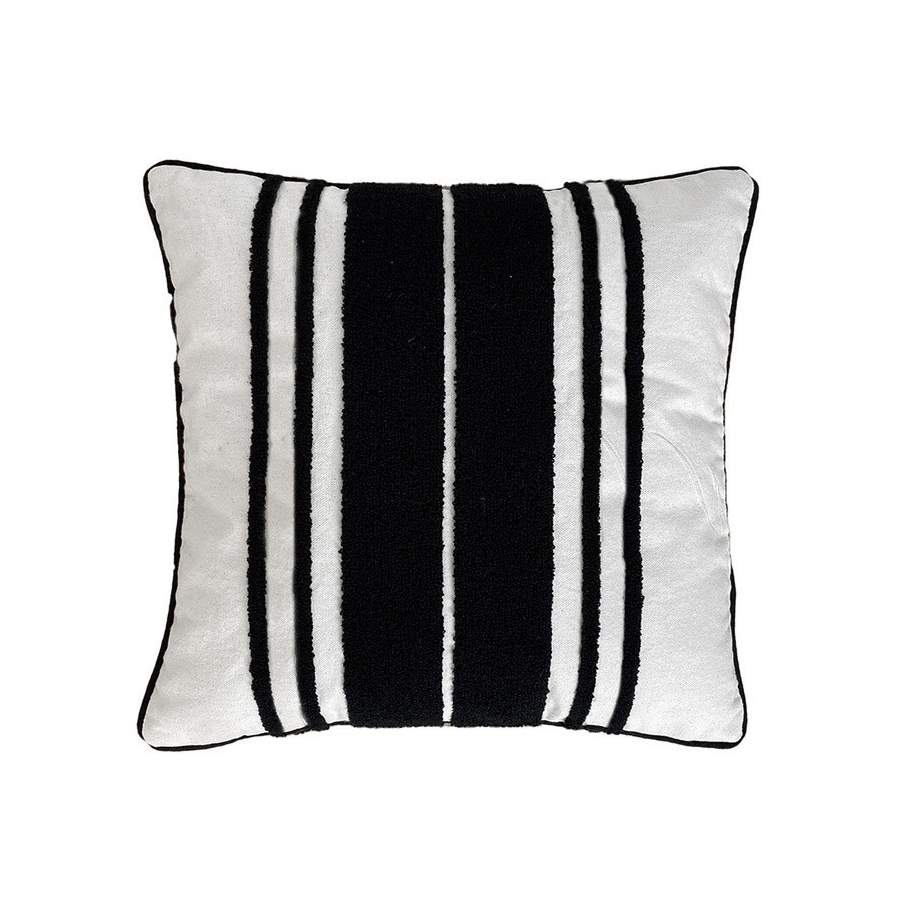 Coussin en coton rayure noir