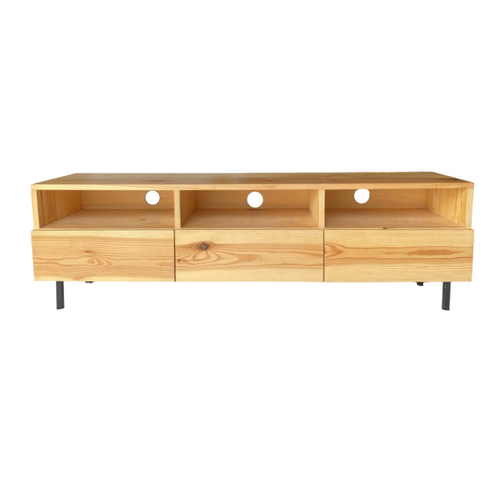 Meuble TV Iago 3 tiroirs en bois pin naturel