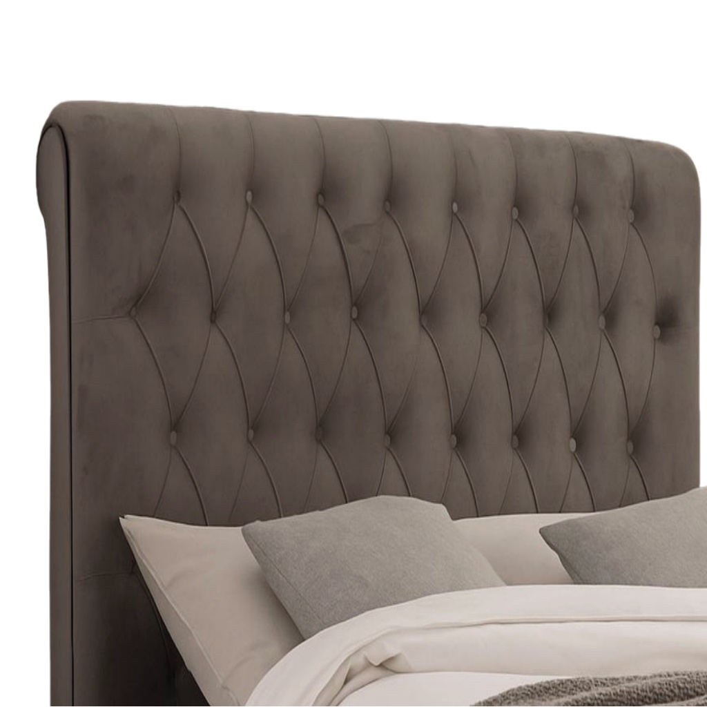 Tête de lit Elegant en velours beige capitonné