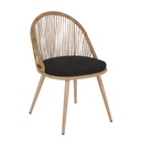 Chaise de jardin Isabel en résine tressée coloris naturel et métal imitation bois