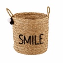Panier brodé en vannerie Smile Joy