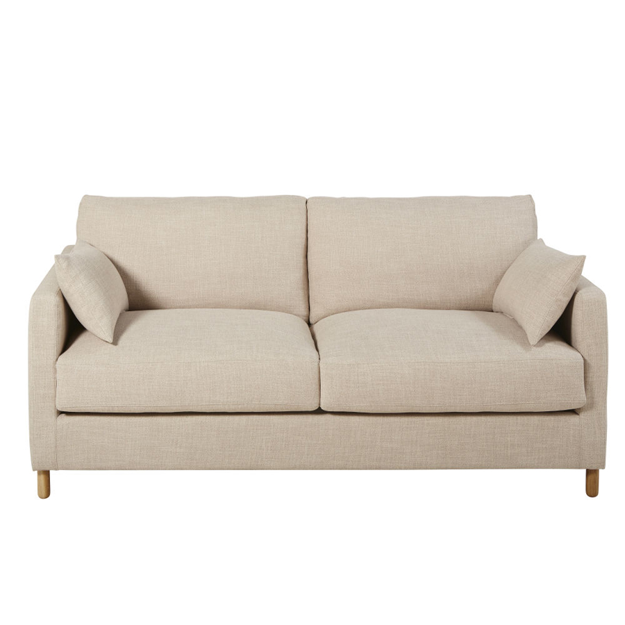 Canapé Julian convertible 3 places beige, matelas 14 cm