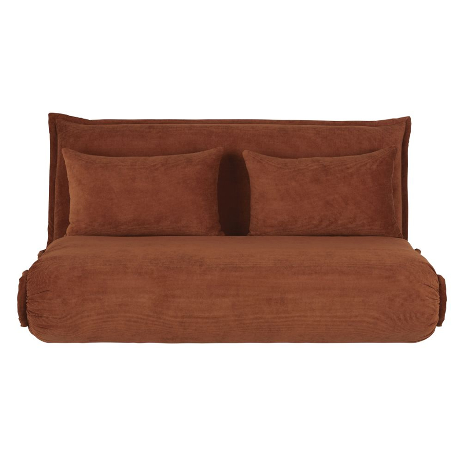 Canapé clic-clac Hallen 2 places en velours côtelé orange écureuil