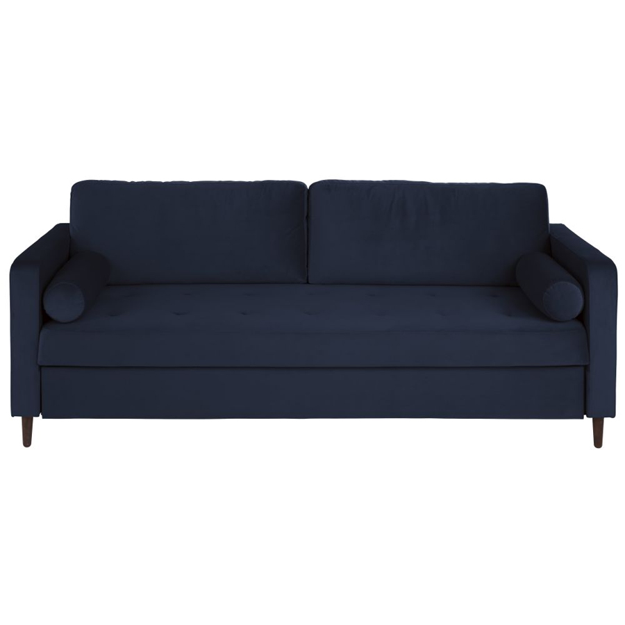 Canapé convertible Olivia 3/4 places en velours bleu nuit