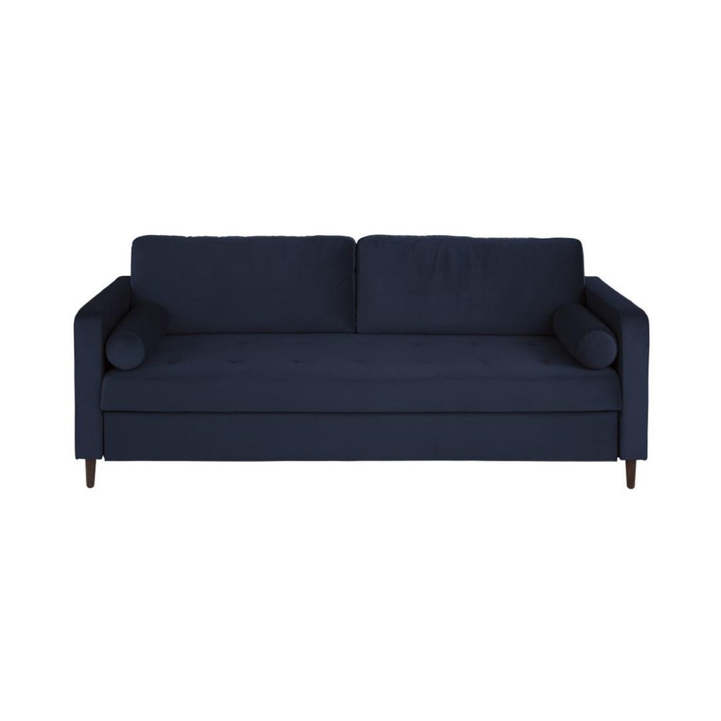 Canapé convertible Olivia 3/4 places en velours bleu nuit