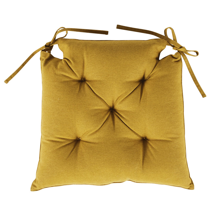 Galette de chaise Rommie ocre en coton