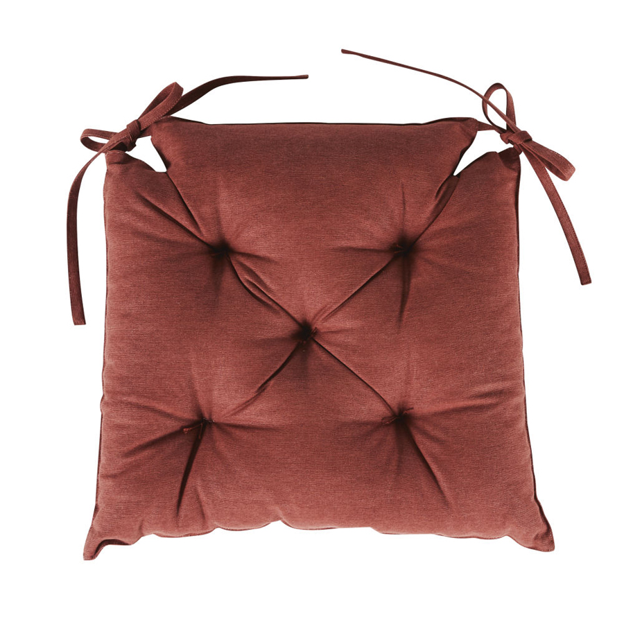 Galette de chaise Rommie terracotta en coton