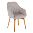 Fauteuil de table gris clair Archie et pieds en bois de chêne