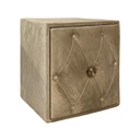 Table de chevet Elégant en velours beige capitonnée avec 2 tiroirs