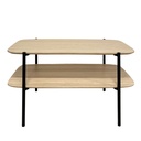 Table basse Plexus en bois chêne vernis et métal noir