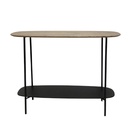 Console meuble Plexus en bois chêne vernis et métal noir
