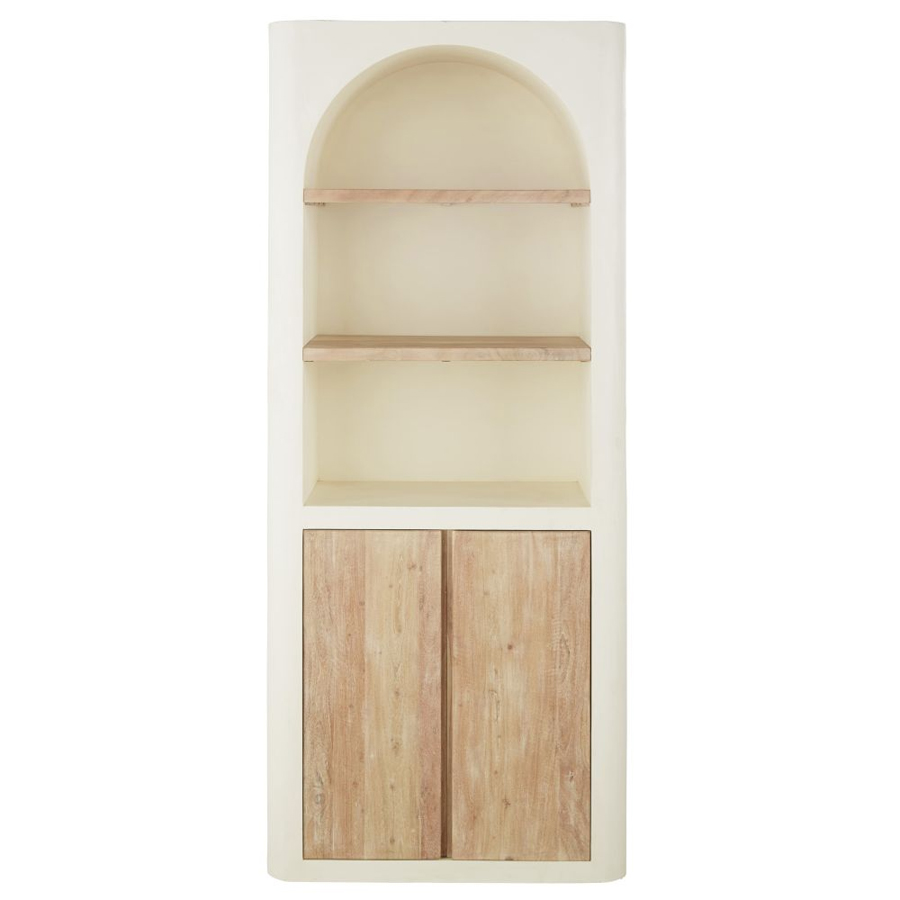 Bibliothèque Sartene 2 portes 2 étagères blanc crème