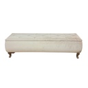 Banquette Elegant en velours beige avec pieds en bois marron