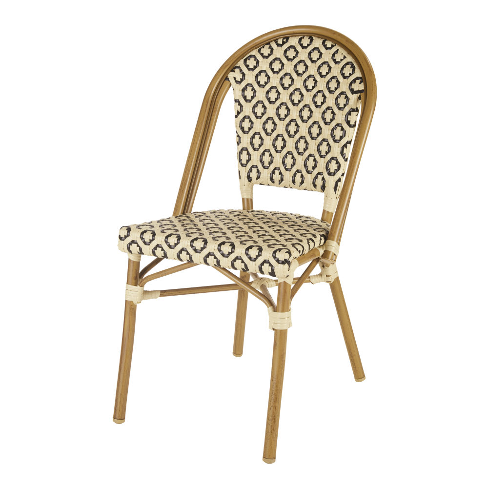 Chaise de jardin Kafe Business professionnelle en résine tressée beige et noire
