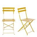 Lot de 2 Chaises de jardin Guinguette pliables en métal jaune