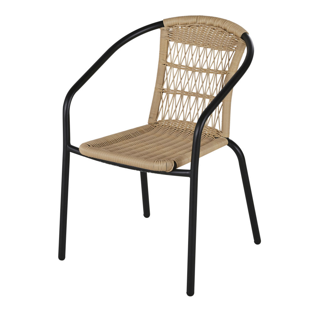 Chaise de jardin Bamba Business acier noir et résine tressée
