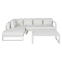 Salon de jardin Thetis en aluminium blanc, 4/5 places avec table basse