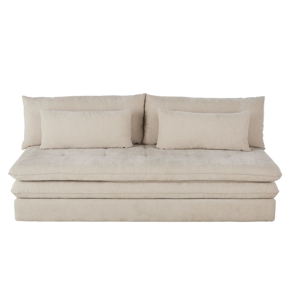 Canapé convertible Clio 2/3 places en tissu recyclé beige