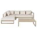 Salon de jardin Thetis 5 places en aluminium taupe et écru