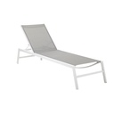 Bain de soleil Hawaï en aluminium blanc et toile plastifiée gris clair