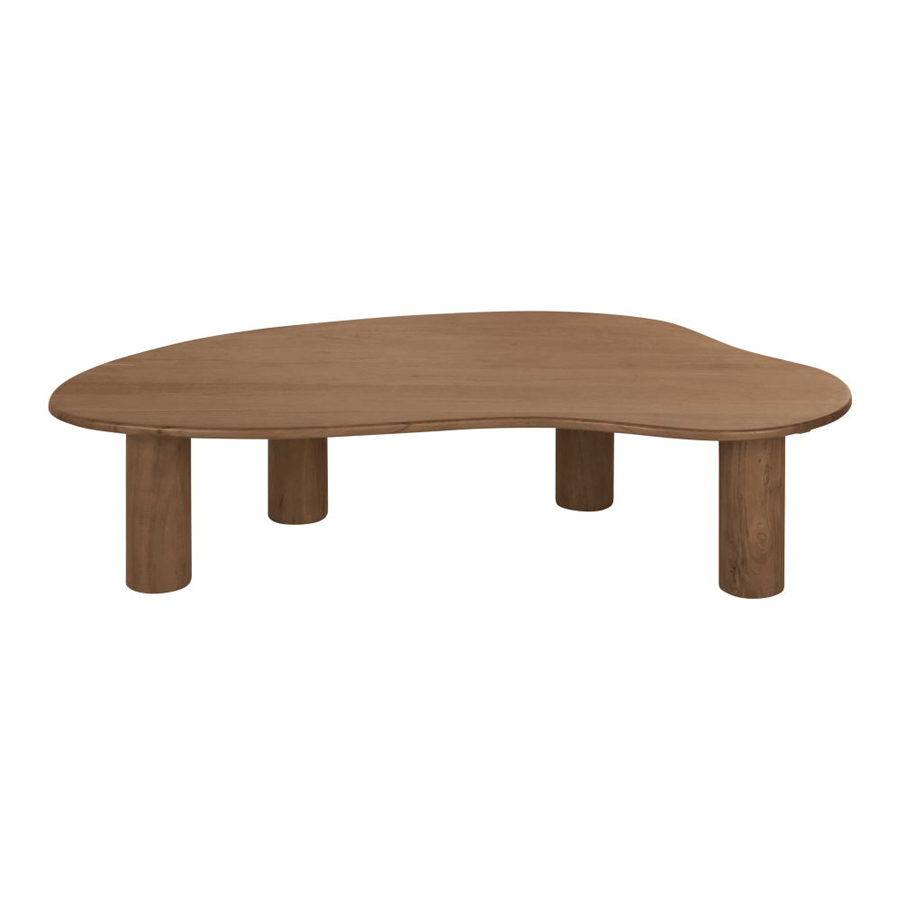 Table basse ovoïde Sacramento en bois d'acacia massif marron